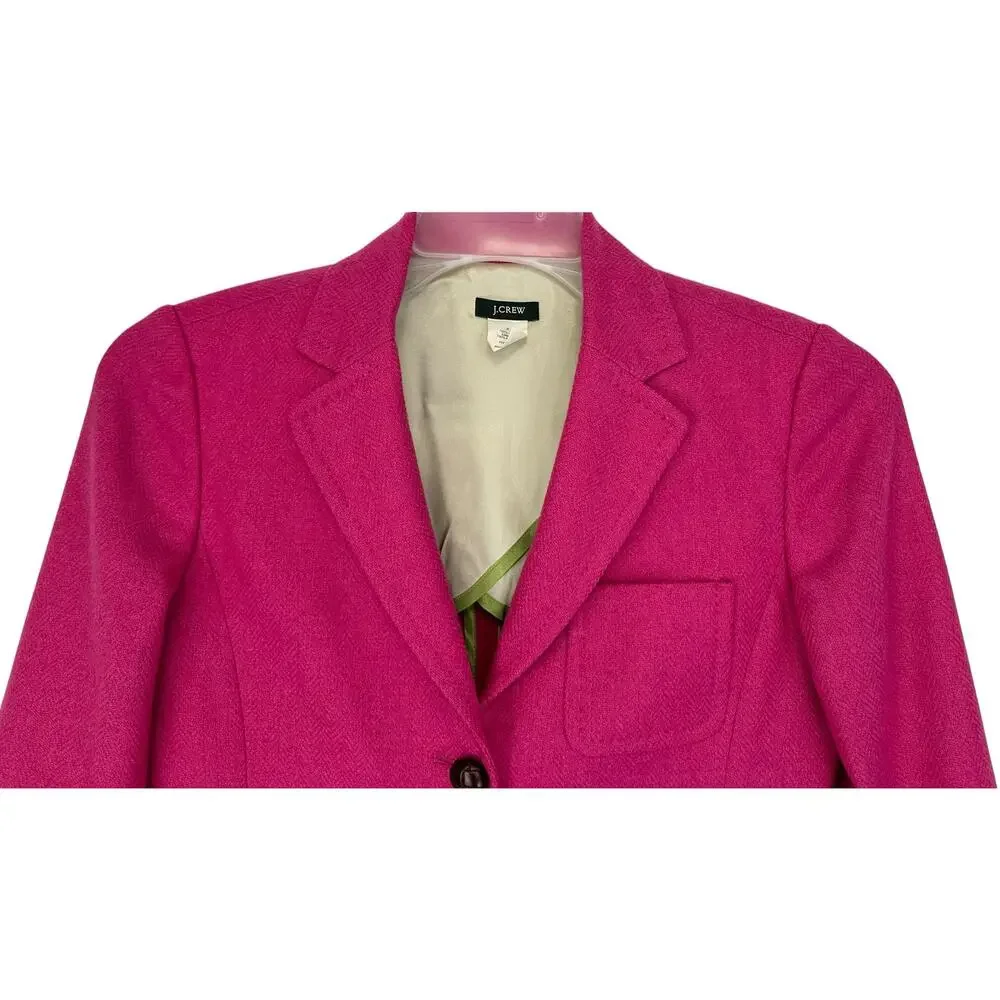 J. Crew Vintage Robert Noble Scottish Wool Herringbone Blazer Pink 70309 Size 2